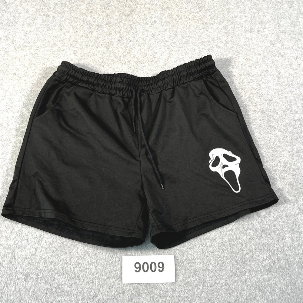 Manfinity Athletic Shorts Mens Large Black Ghostface Graphic Stretch Drawstring